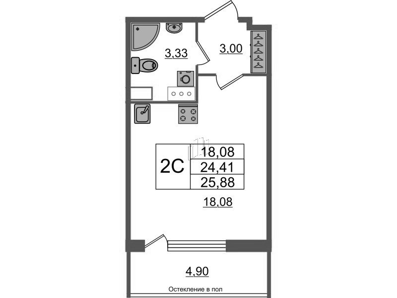 Студия 24,4 м²