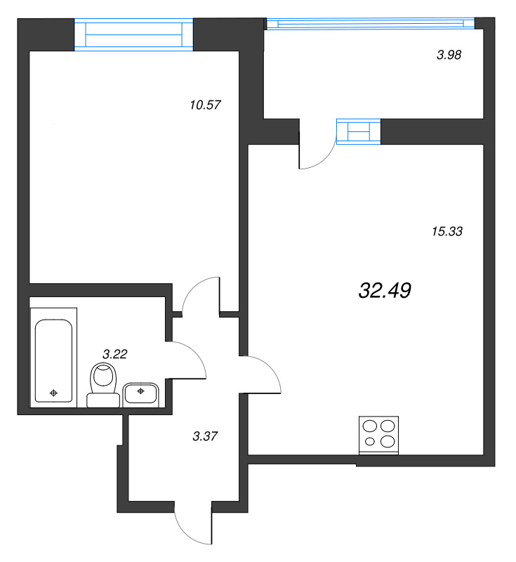 2 ккв (Евро) 32,5 м²