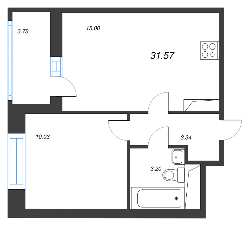 2 ккв (Евро) 31,6 м²