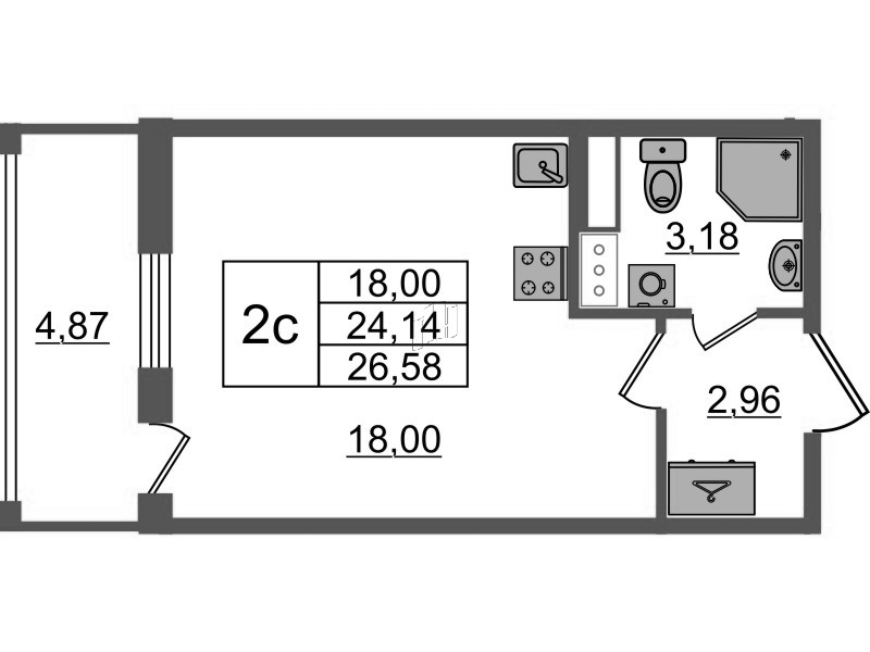 Студия 24,1 м²