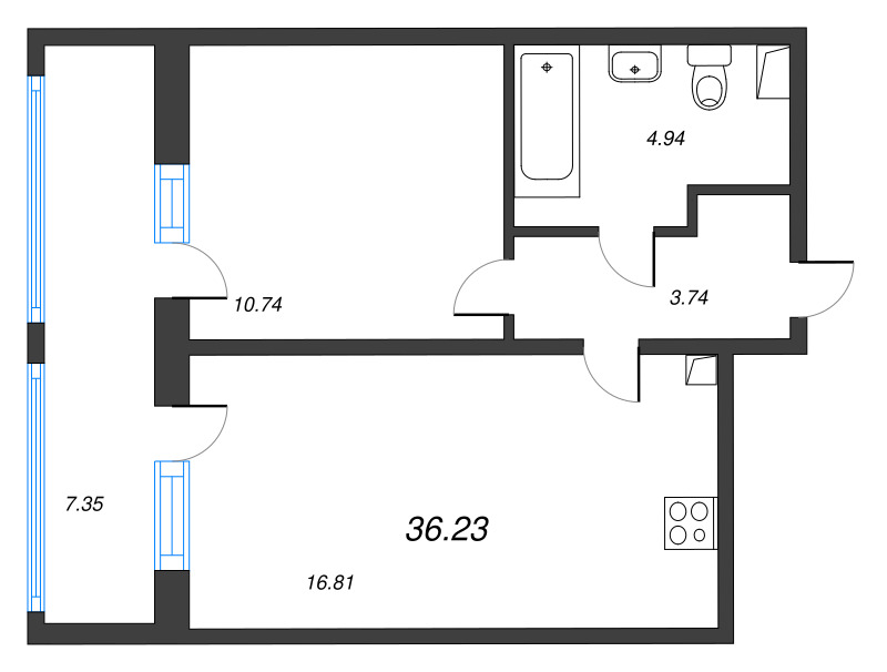 2 ккв (Евро) 36,2 м²
