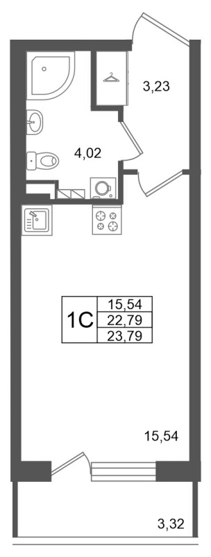 Студия 22,8 м²