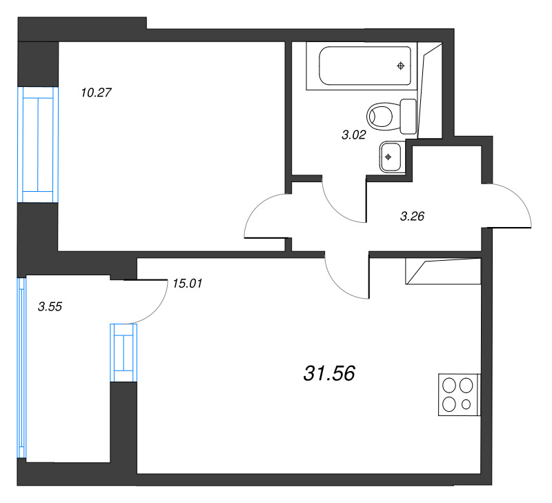 2 ккв (Евро) 31,6 м²