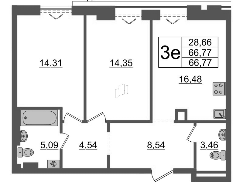 3 ккв (Евро) 66,8 м²