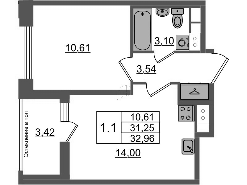 1 ккв 31,3 м²