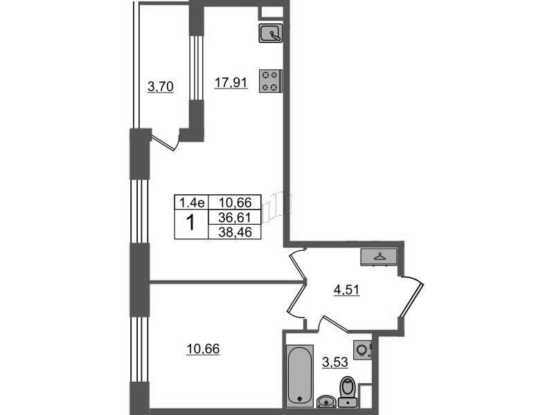 1 ккв 36,6 м²