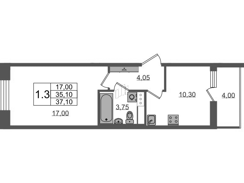 1 ккв 35,1 м²