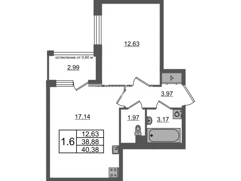 2 ккв (Евро) 38,9 м²