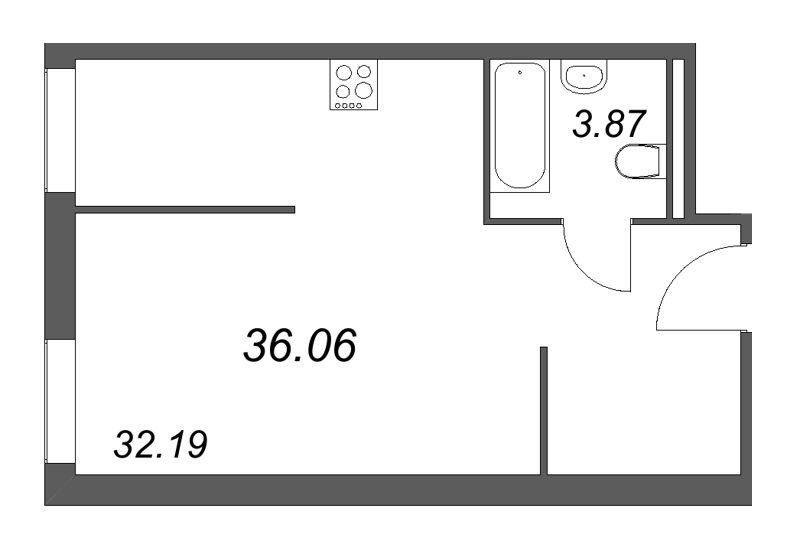 Студия 36,1 м²