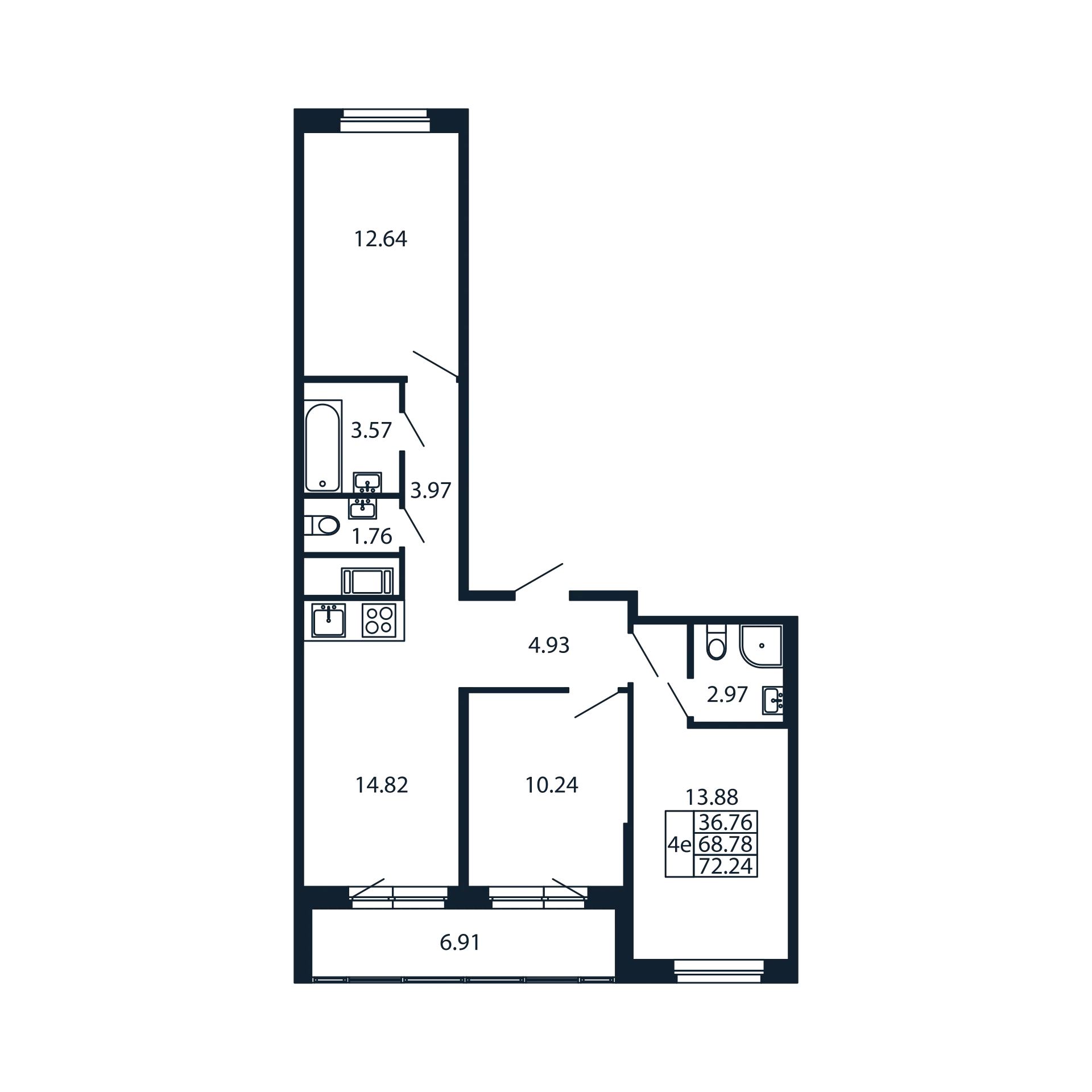 3 ккв 68,8 м²