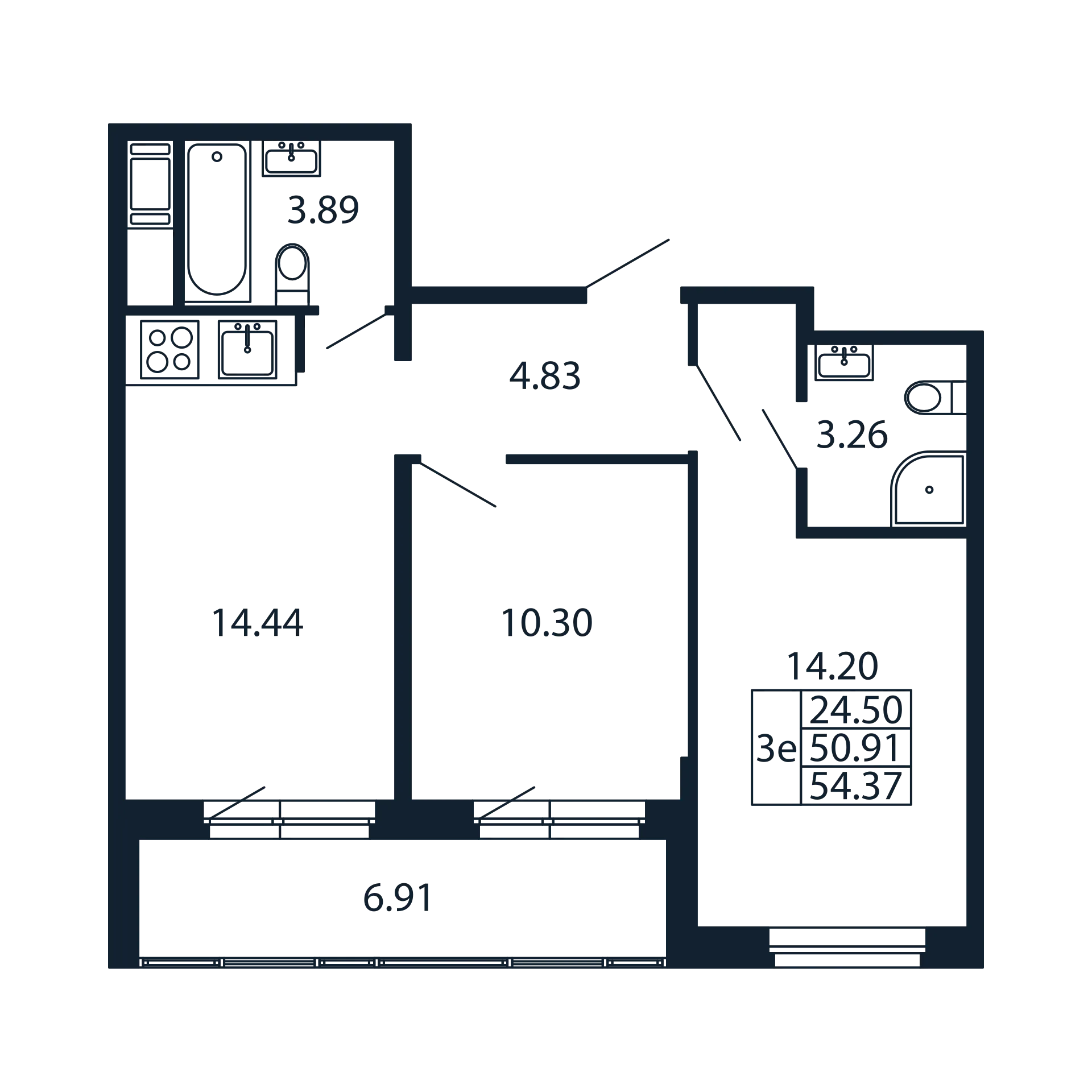 2 ккв 50,9 м²