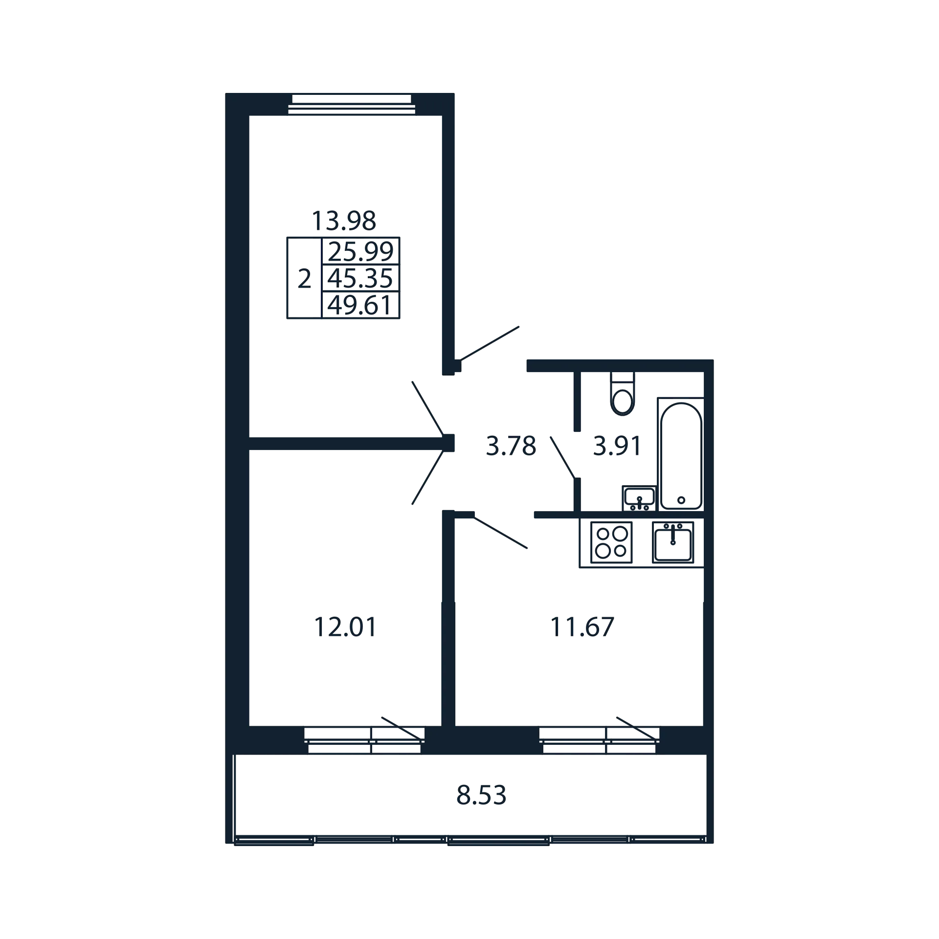 2 ккв 45,4 м²