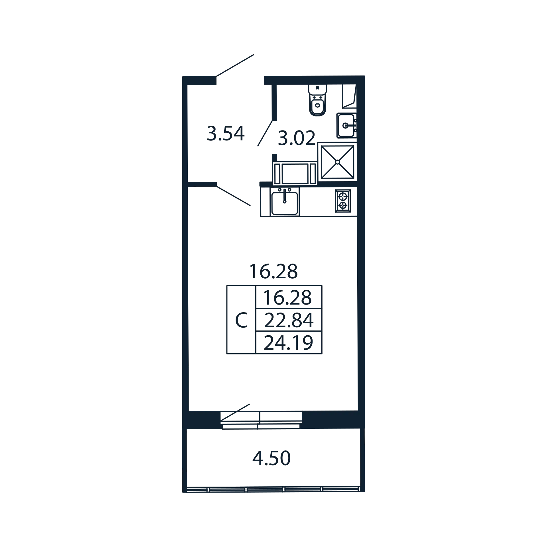 Студия 22,8 м²