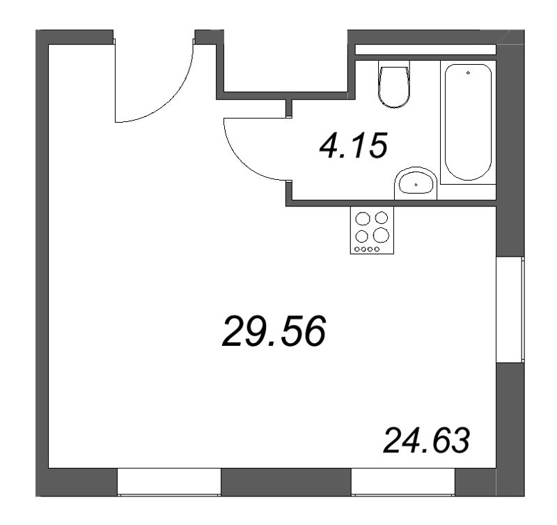 1 ккв 29,6 м²