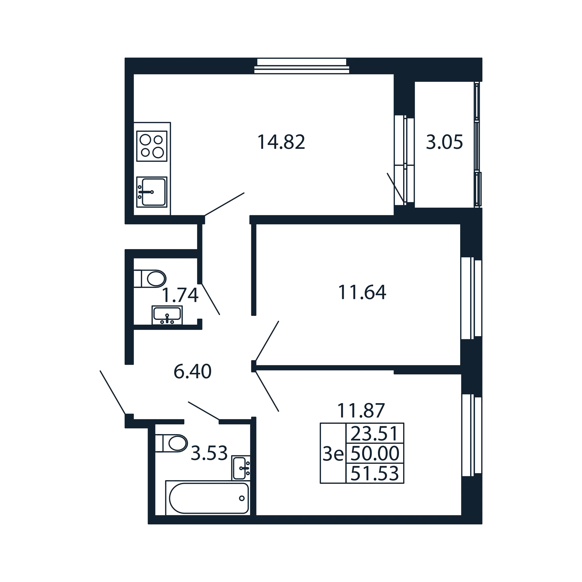 2 ккв 50 м²