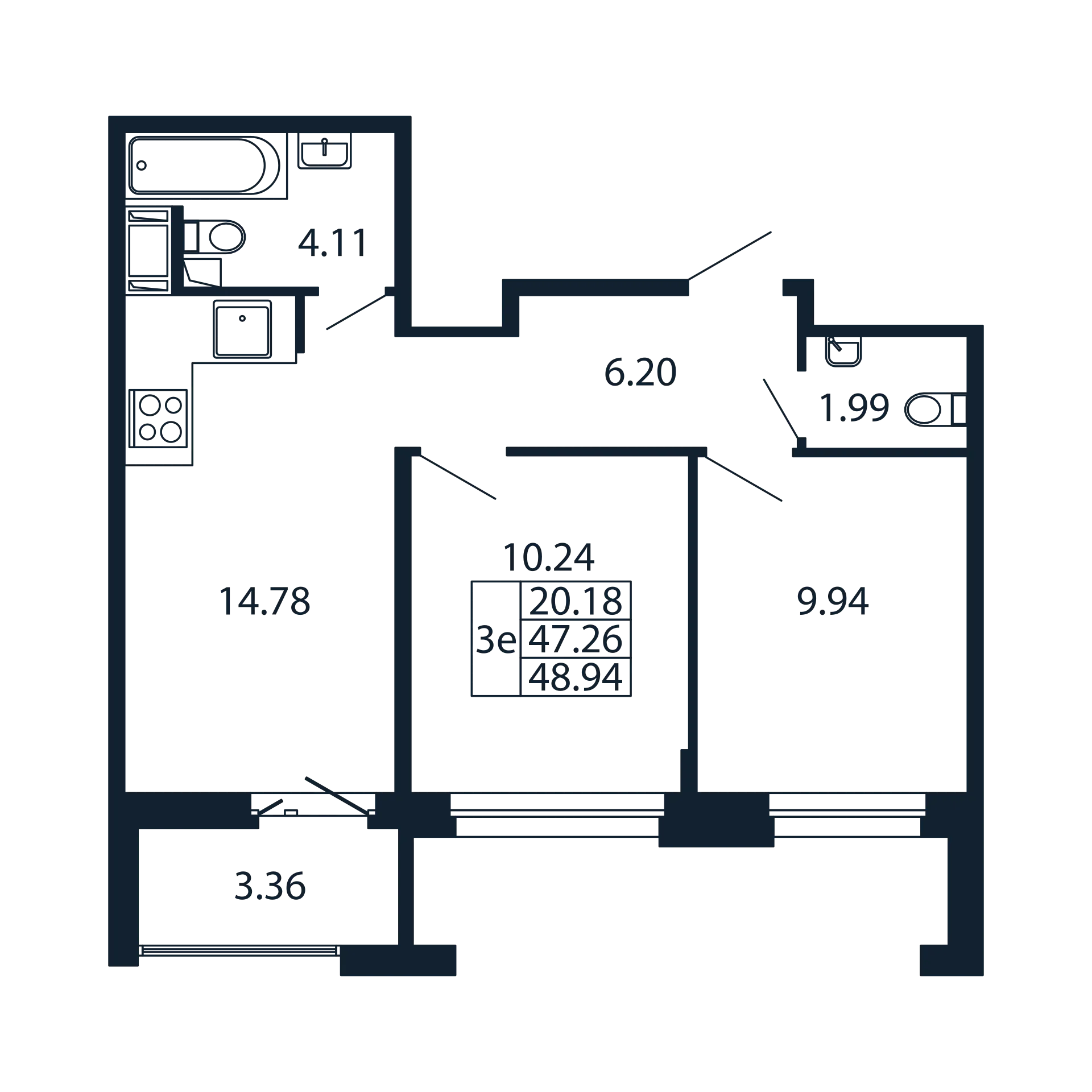 2 ккв 47,3 м²