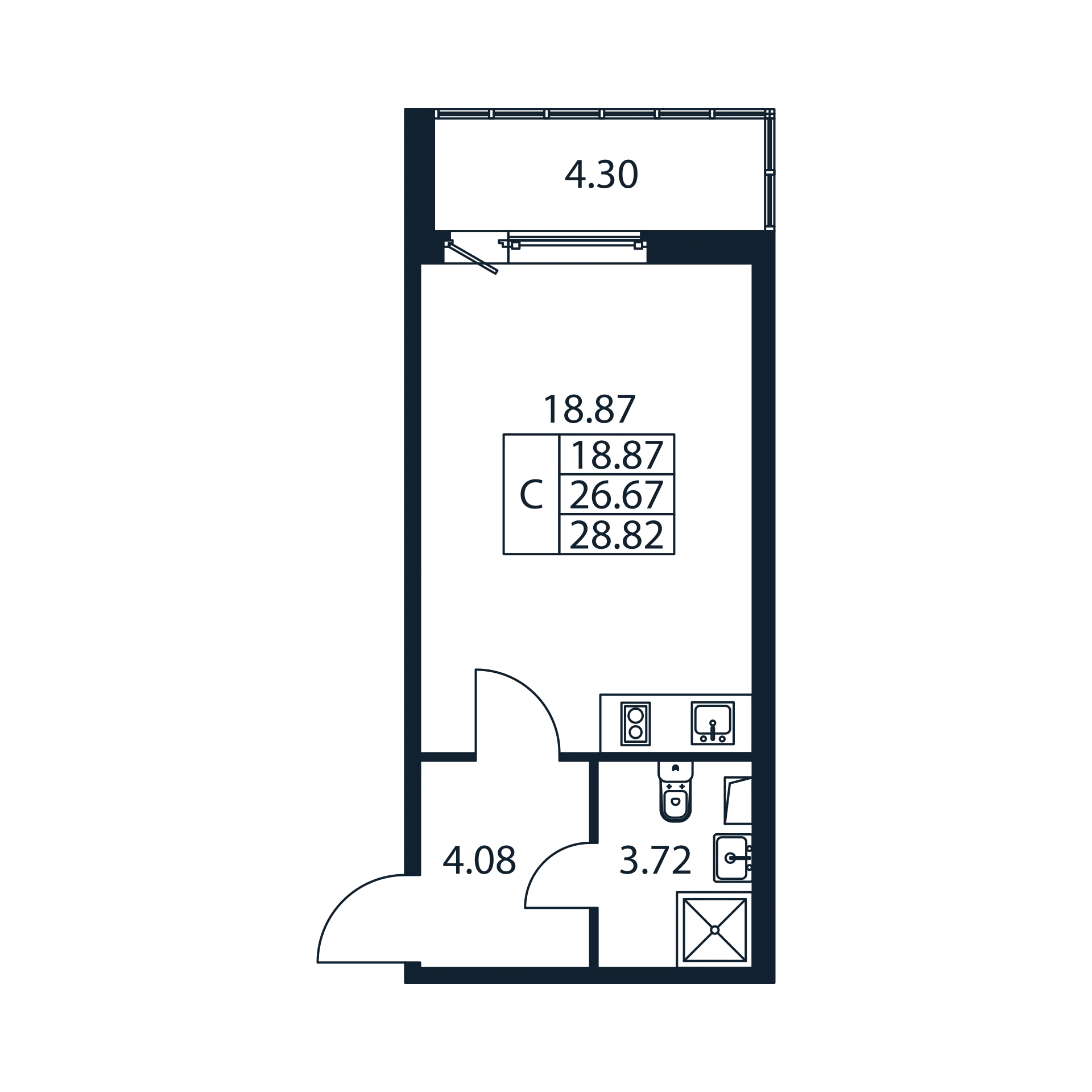 Студия 26,7 м²