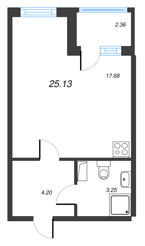 Студия 25,1 м²