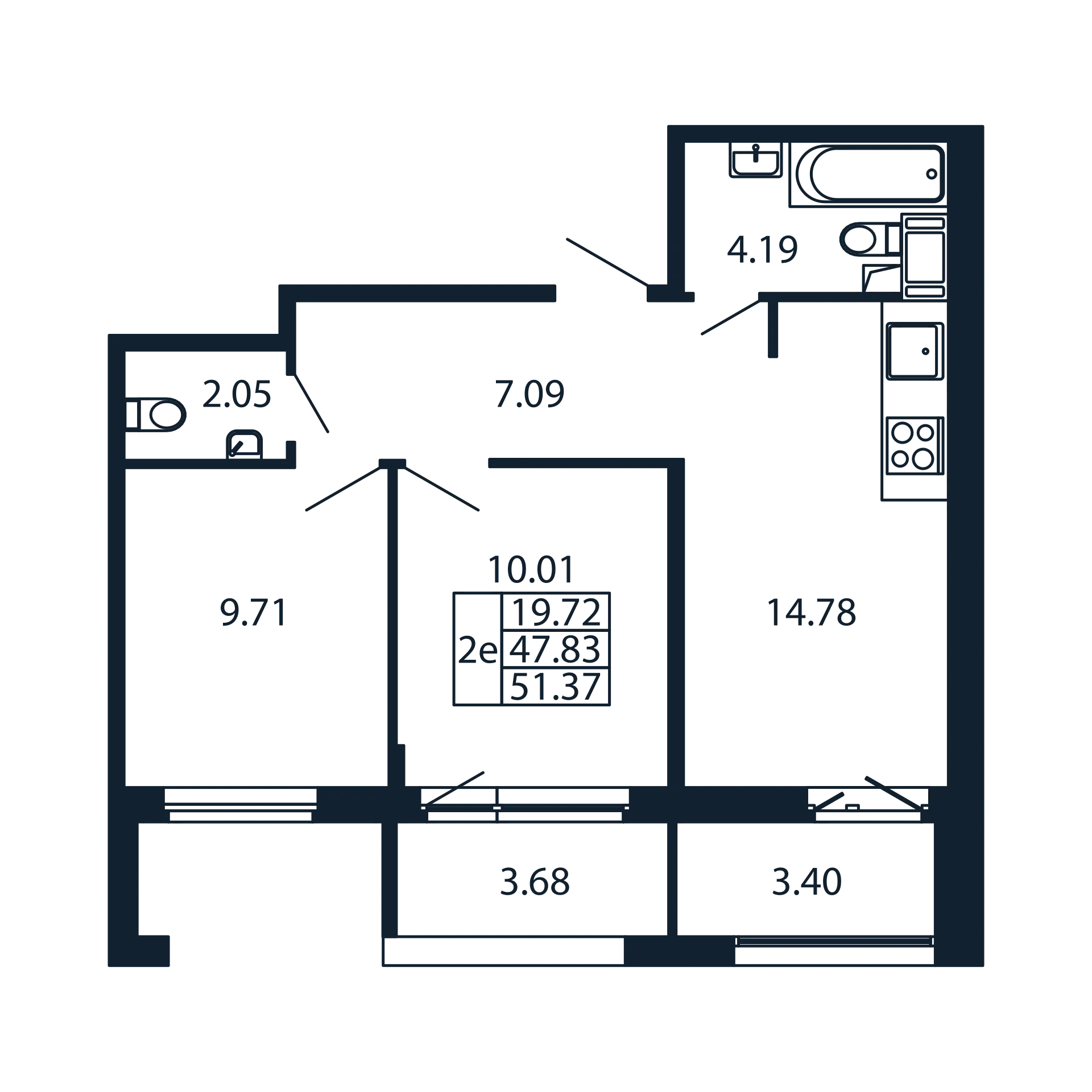 3 ккв (Евро) 47,8 м²