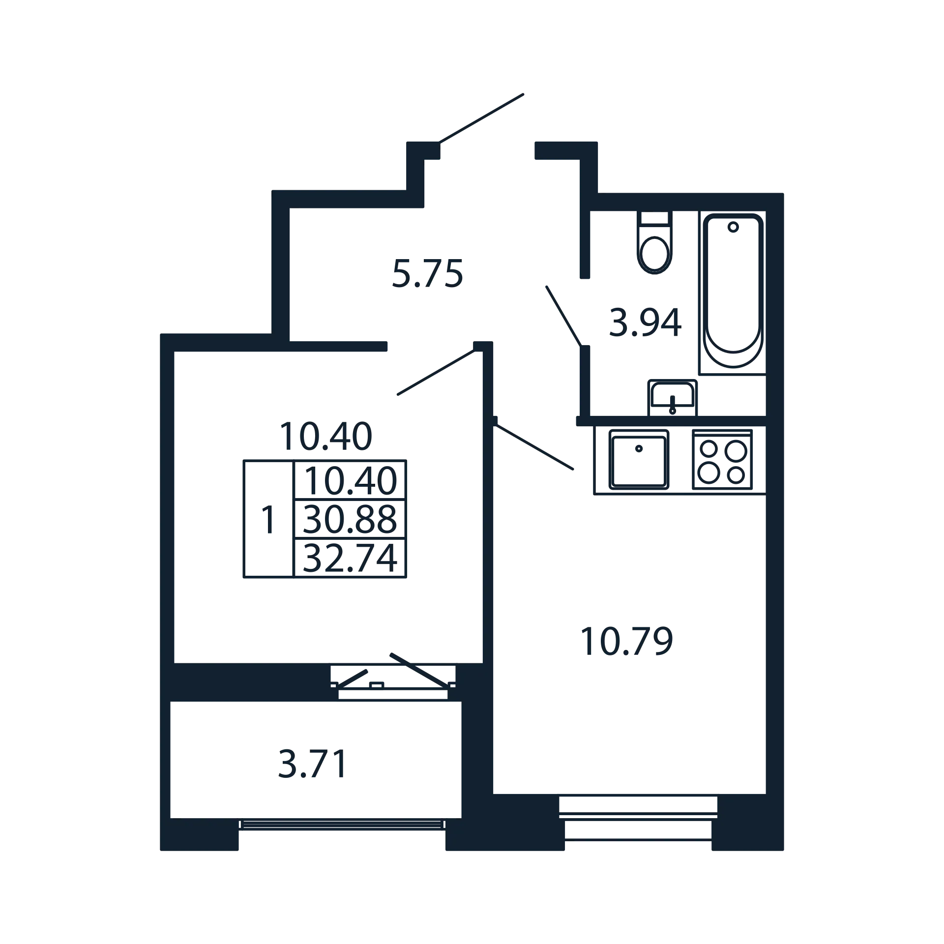 1 ккв 30,9 м²