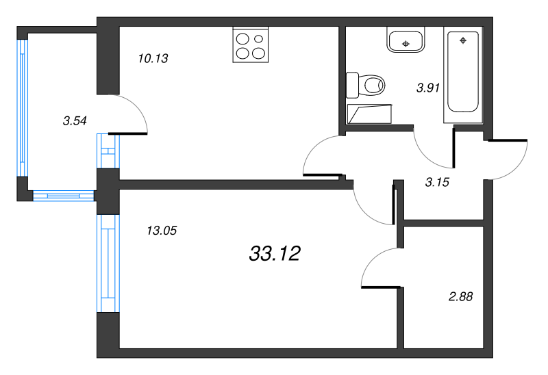 1 ккв 33,1 м²