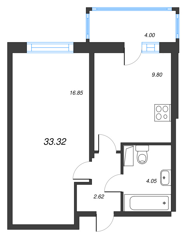 1 ккв 33,3 м²