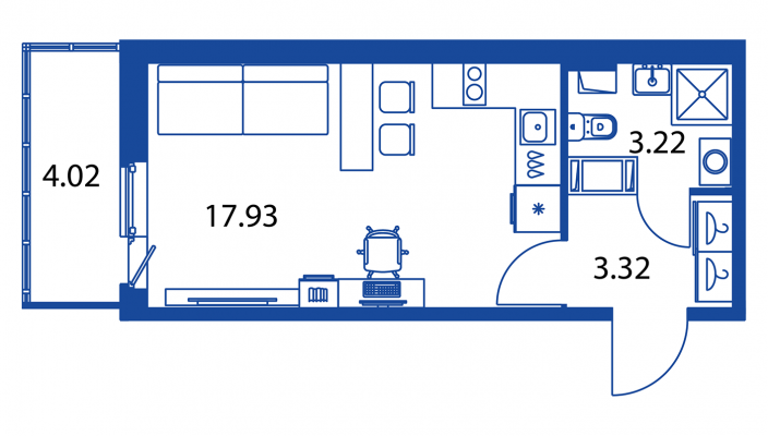 Студия 24,5 м²