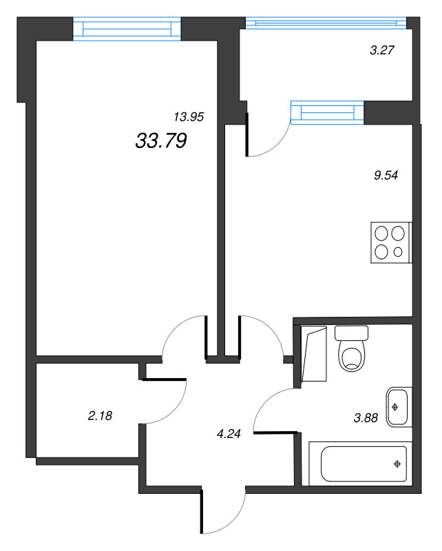 1 ккв 33,8 м²