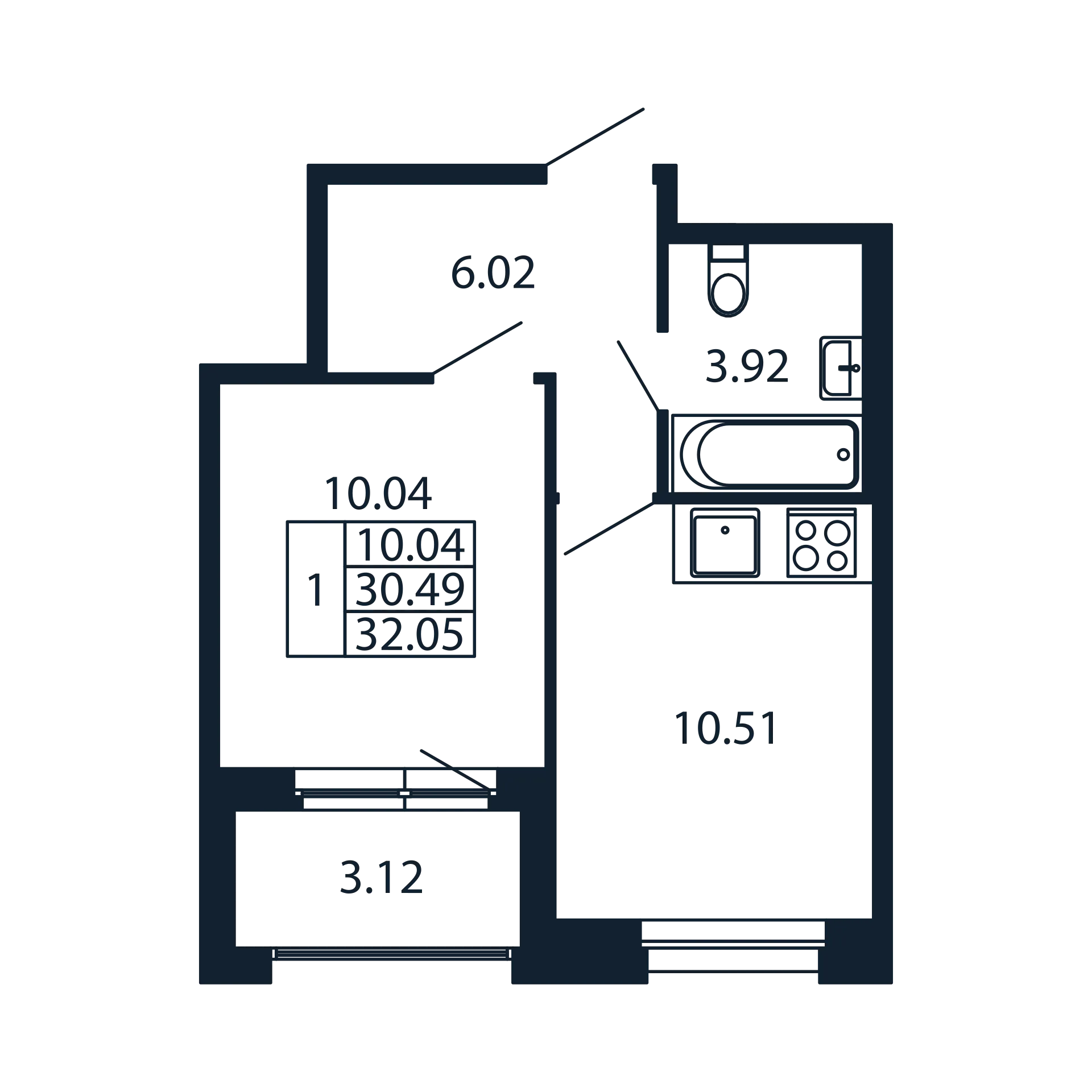 1 ккв 30,5 м²