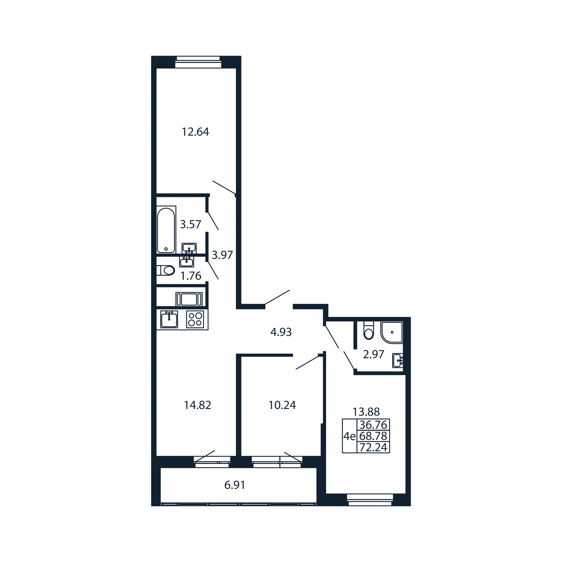 3 ккв 68,8 м²
