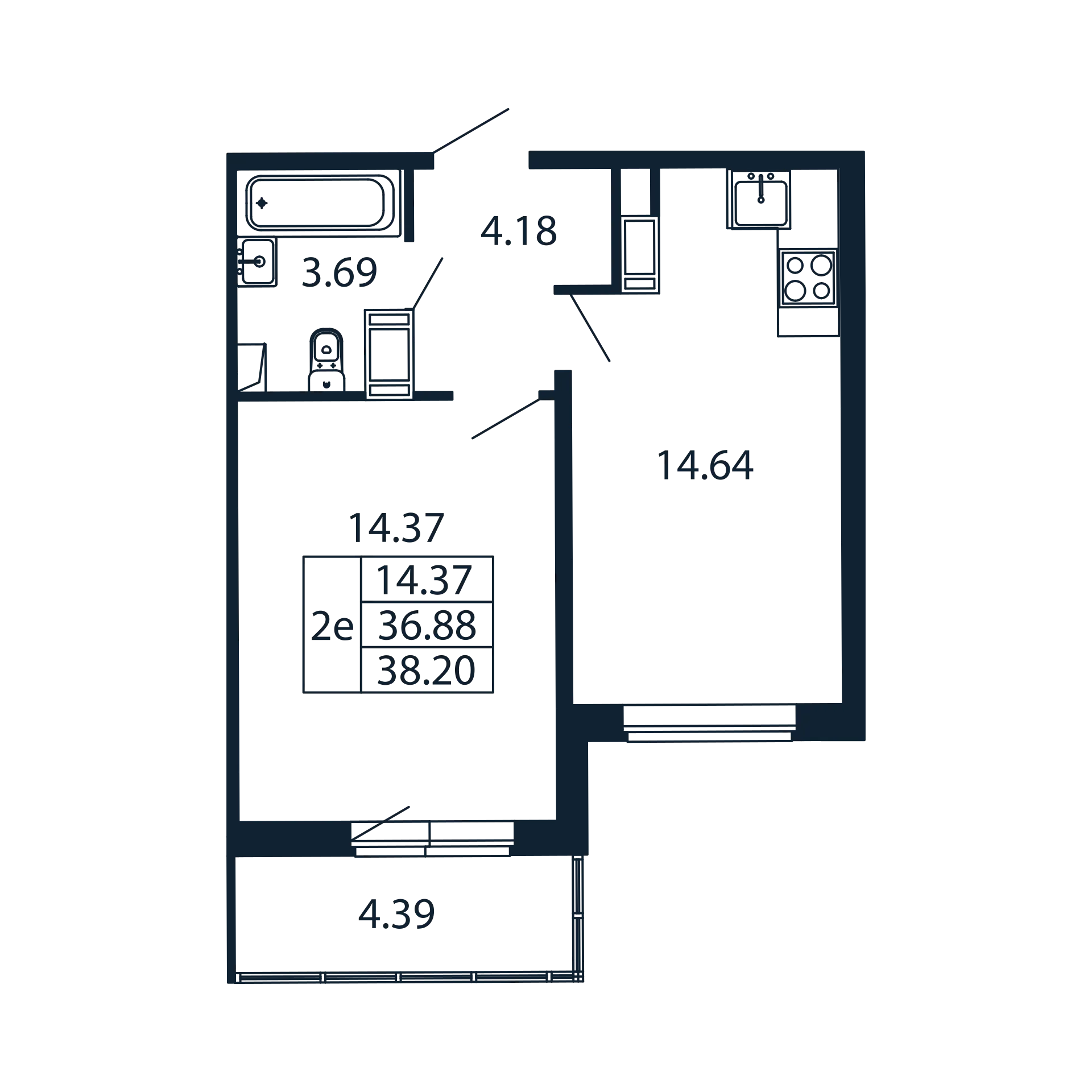 1 ккв 36,9 м²