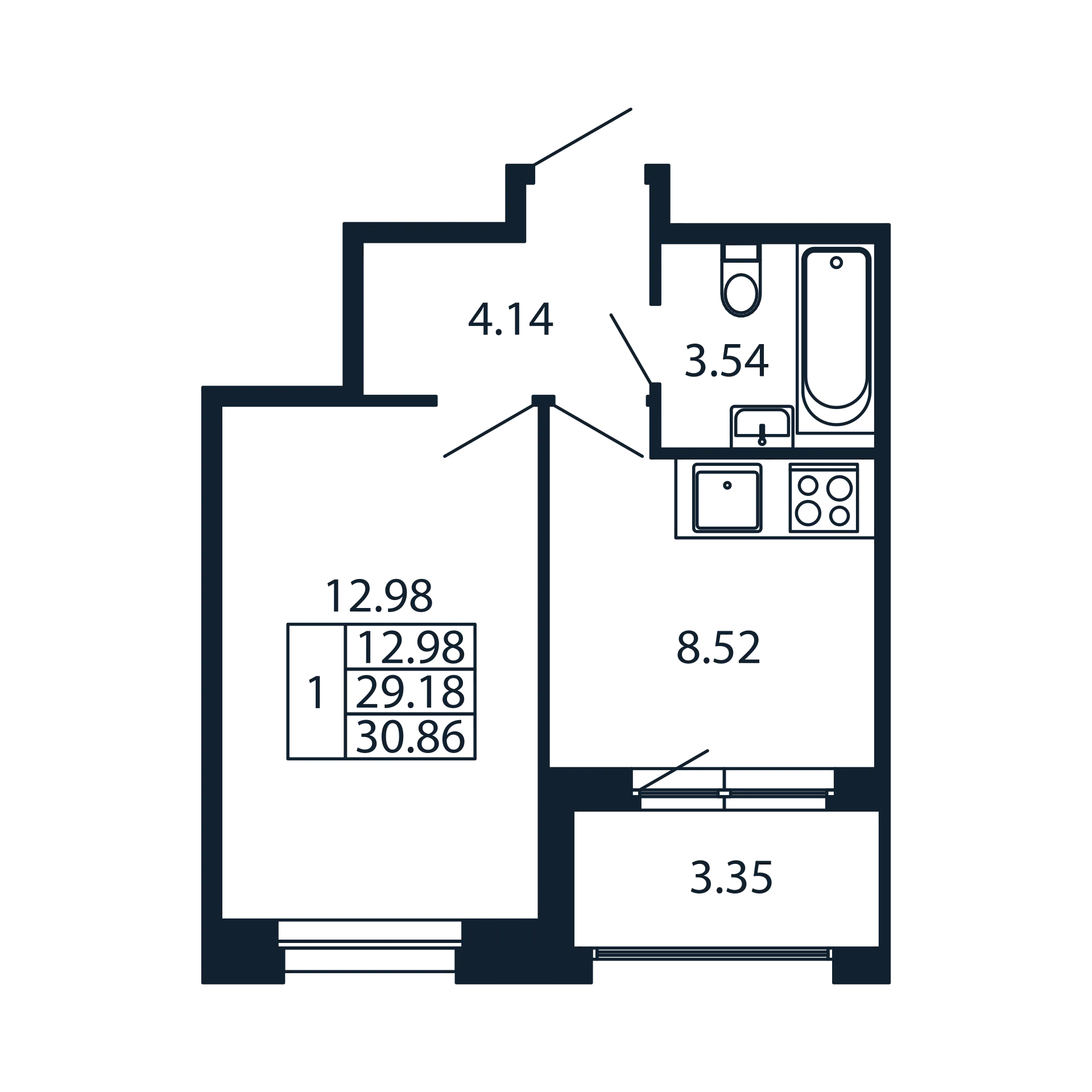 1 ккв 29,2 м²