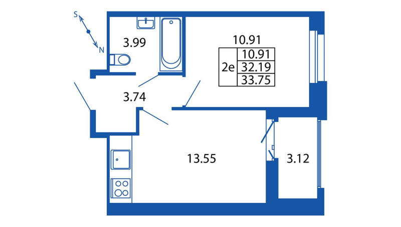 1 ккв 32,2 м²