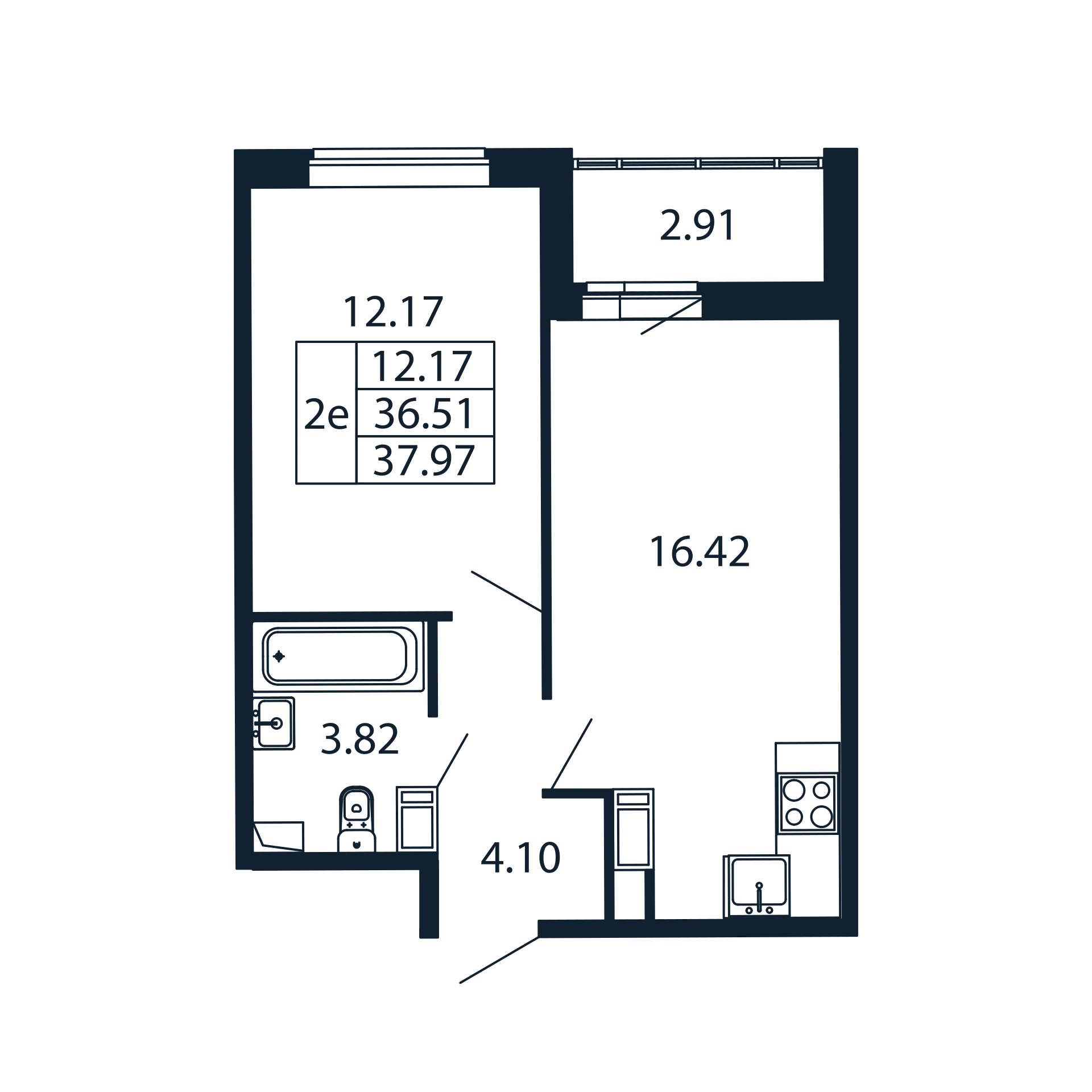 2 ккв (Евро) 36,5 м²