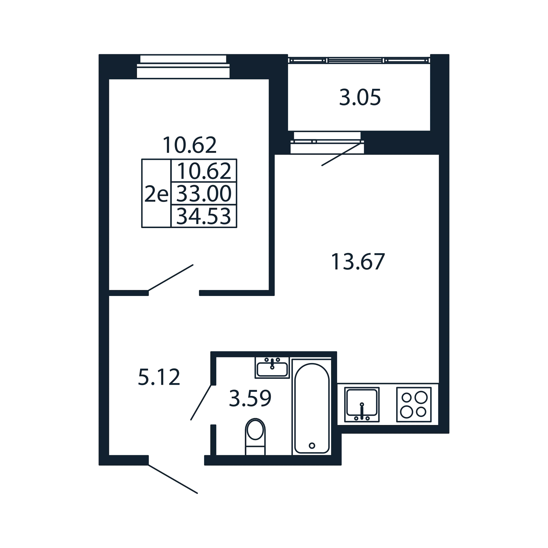 1 ккв 33 м²