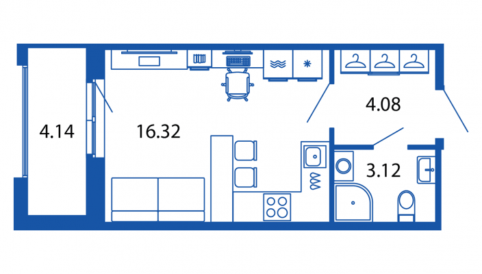 Студия 23,5 м²