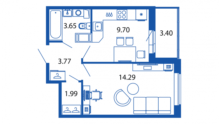 1 ккв 33,4 м²