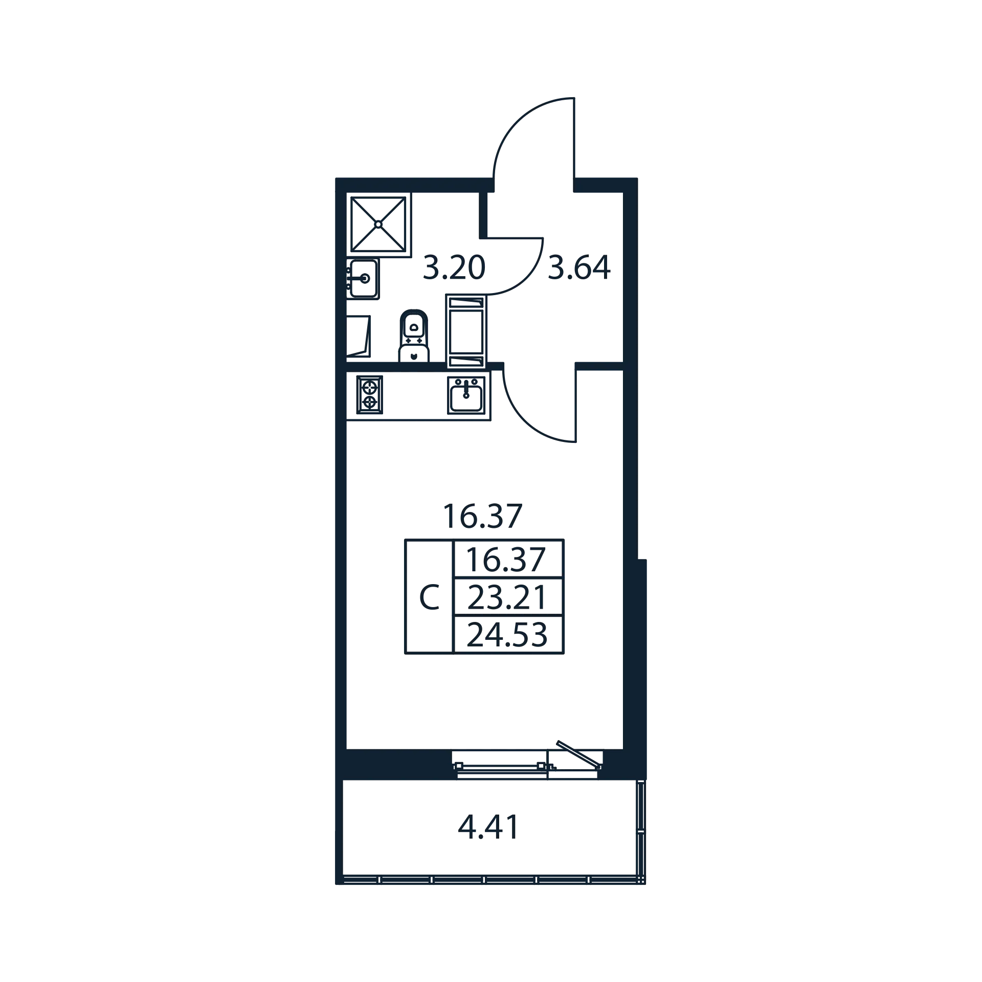Студия 23,2 м²