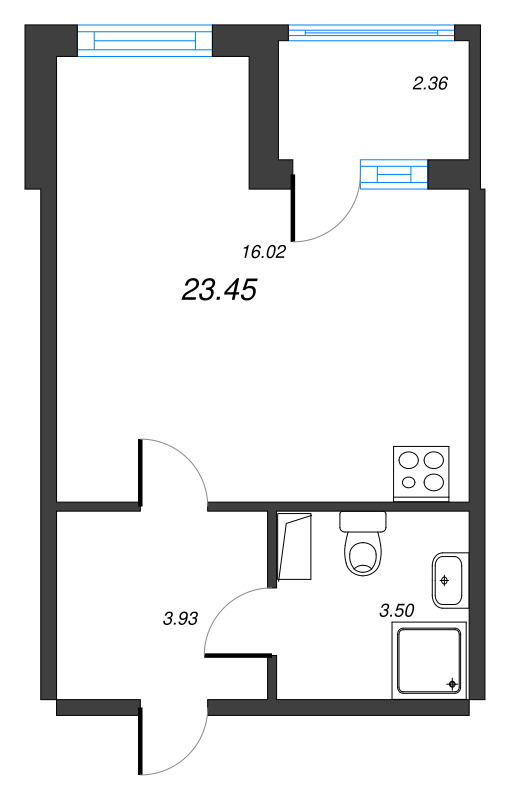 Студия 23,5 м²