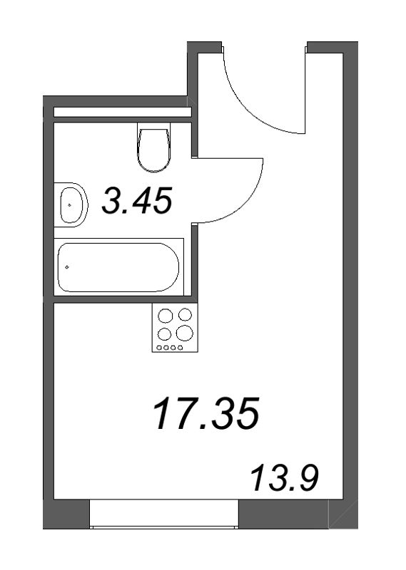 Студия 17,4 м²