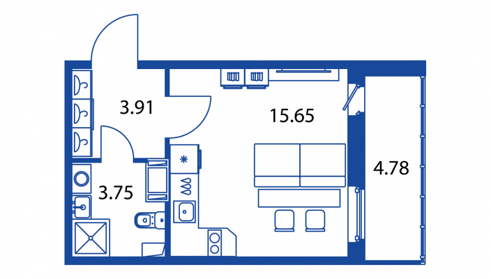 Студия 23,3 м²