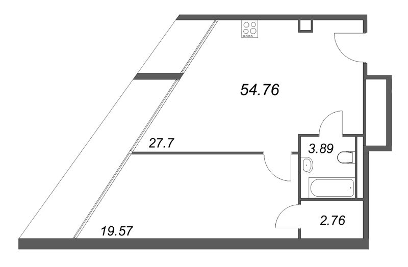 2 ккв (Евро) 54,8 м²