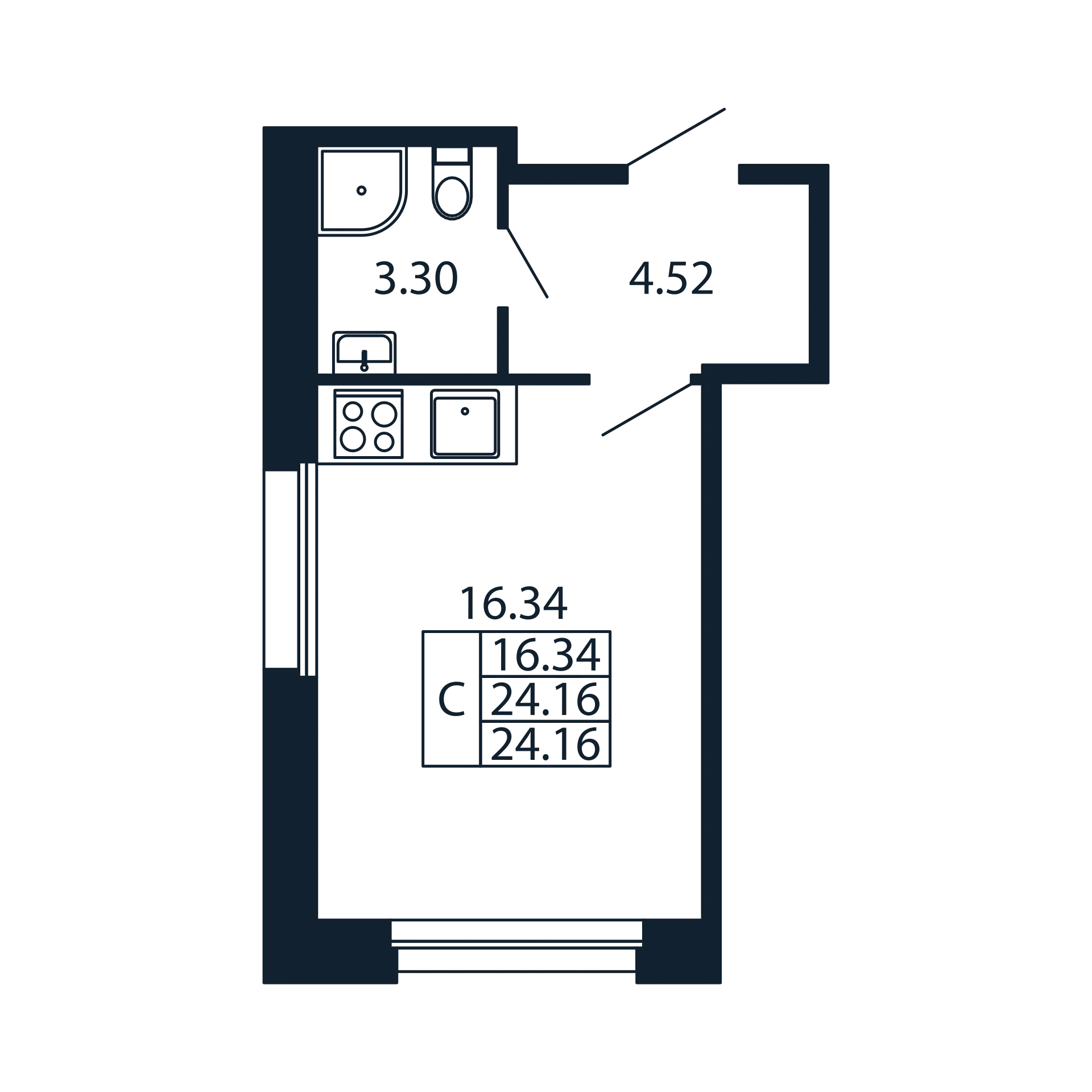 Студия 24,2 м²