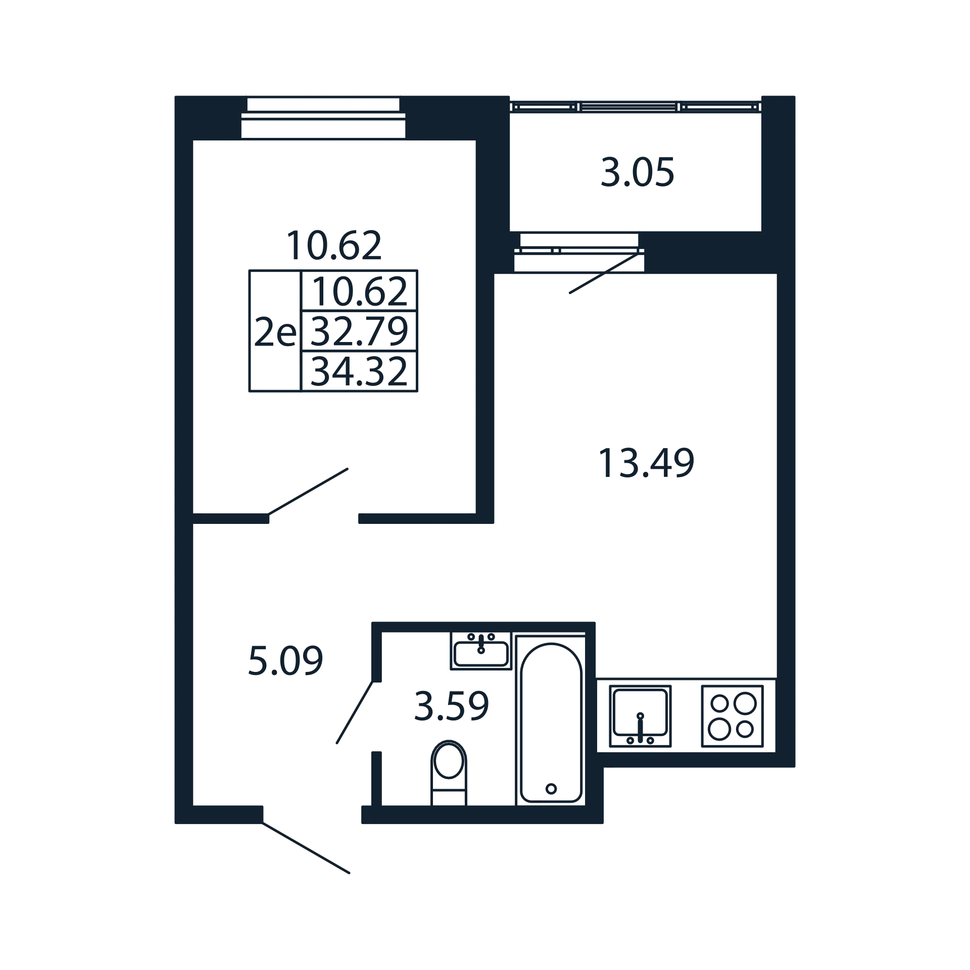 1 ккв 32,8 м²