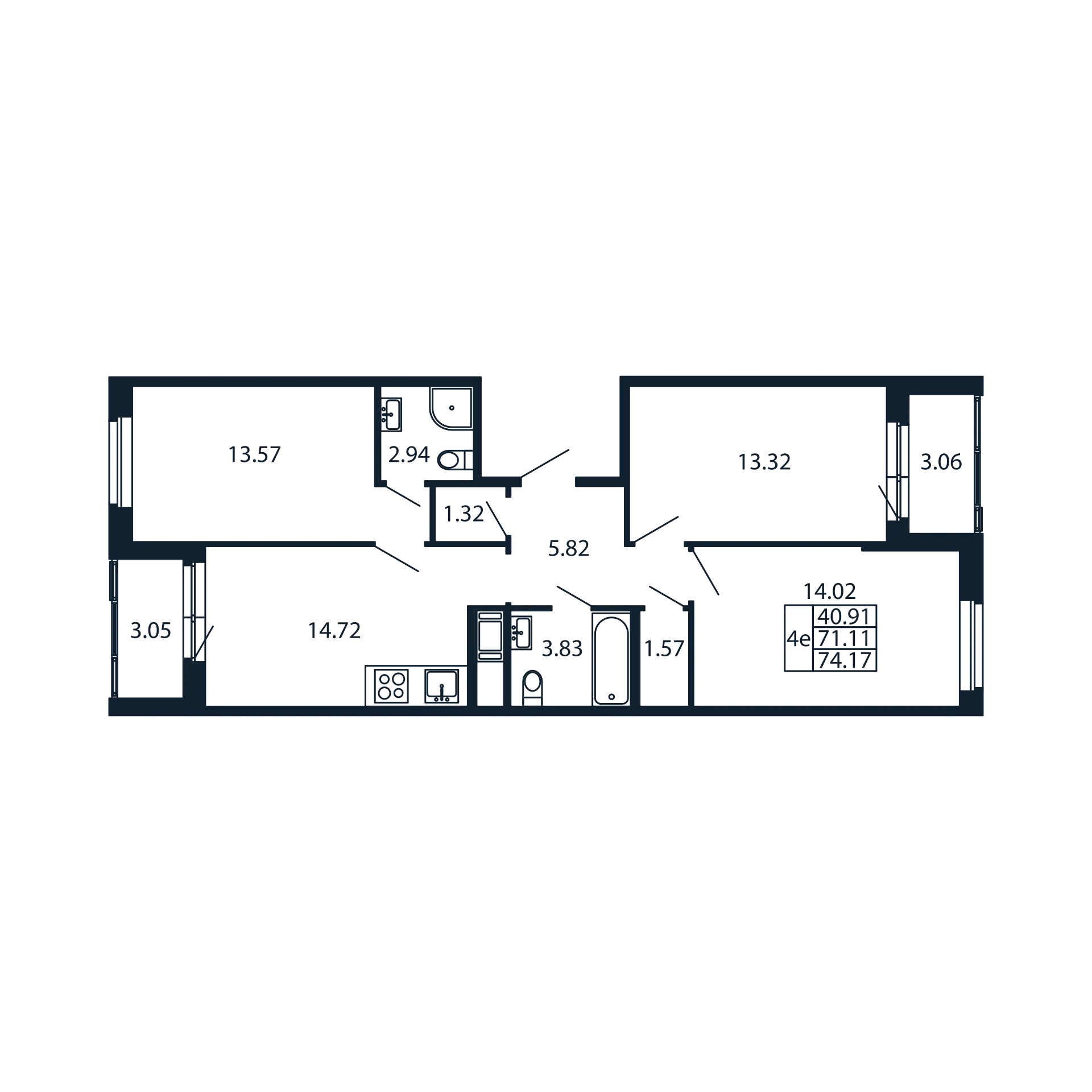 3 ккв 71,1 м²