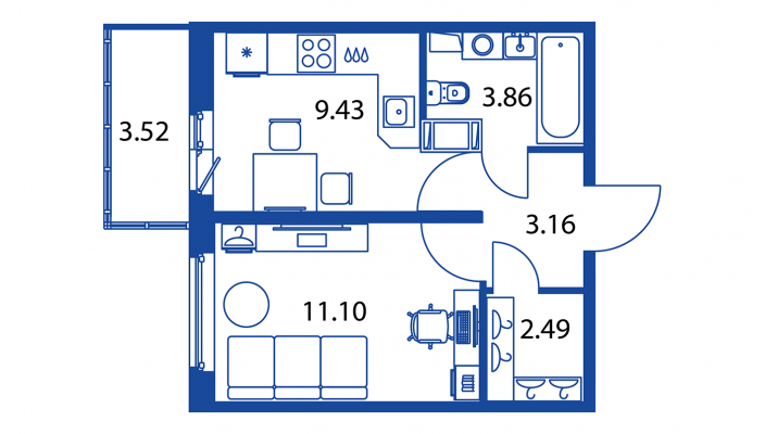 1 ккв 30 м²