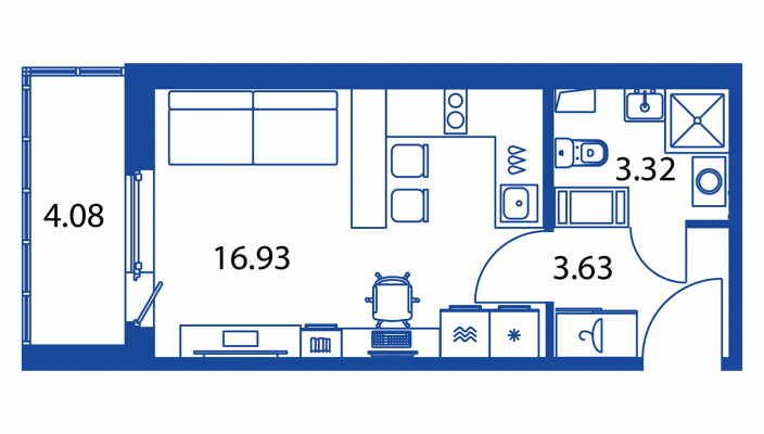 Студия 23,9 м²