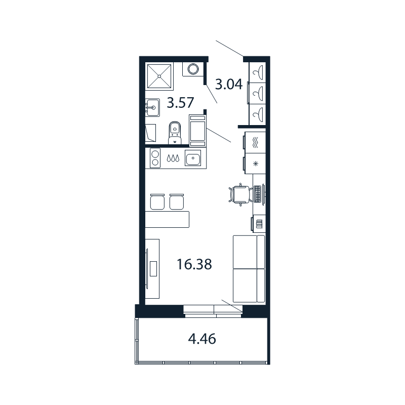 Студия 23 м²
