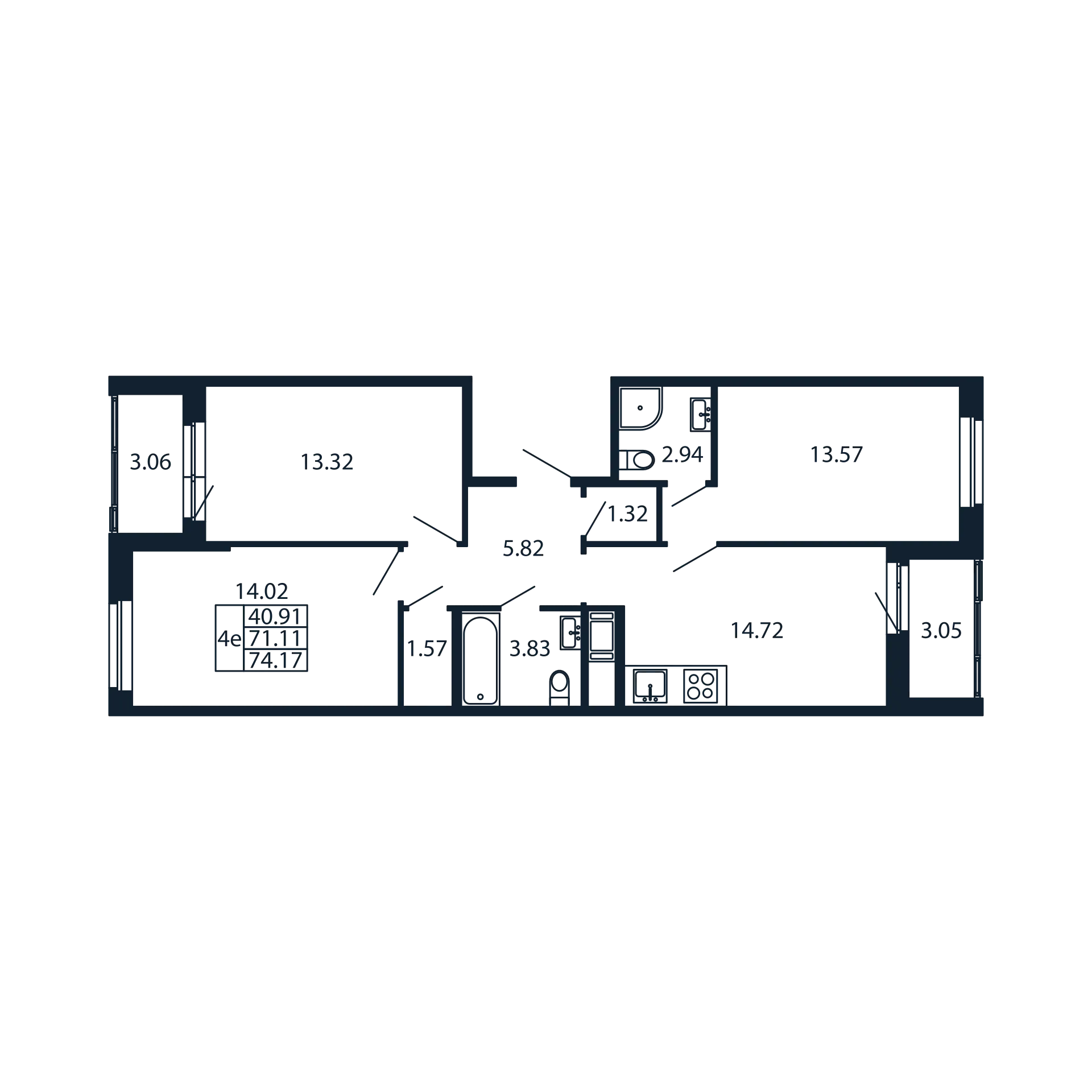 3 ккв 71,1 м²