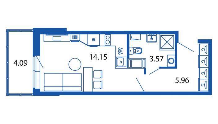 Студия 23,7 м²